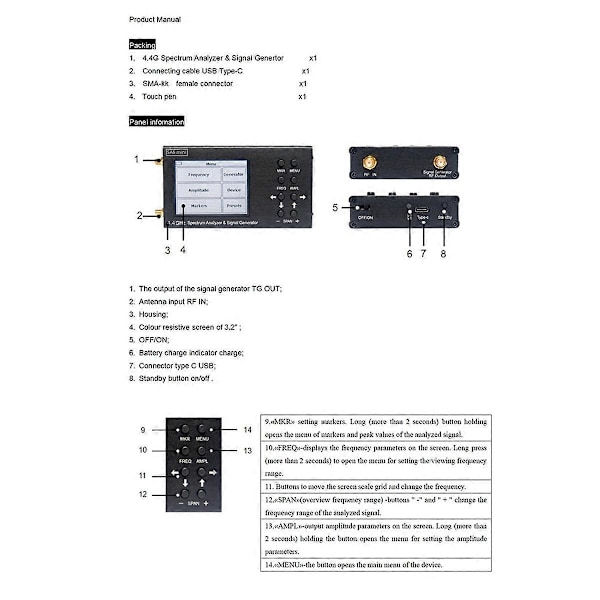 Ny SA6 Mini Spektrumanalysator Wi-Fi CDMA Lab 35-4400Mhz Signaltest