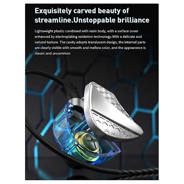 QKZ Hi6T Hörlurar HiFi Headset Dynamisk Driver IEM Stereo C