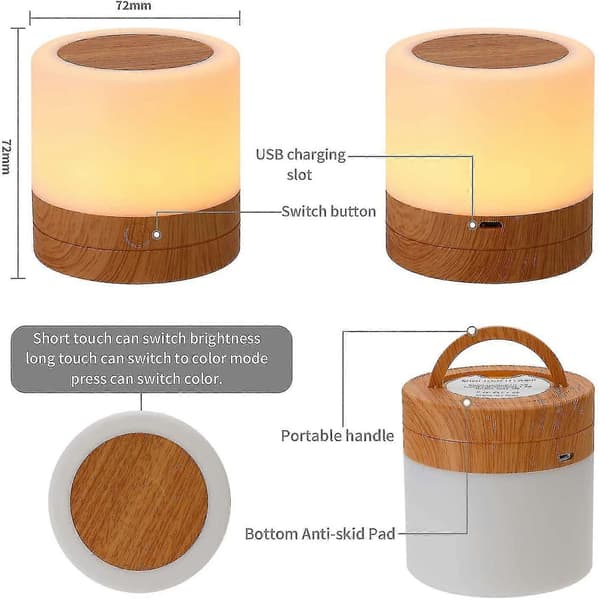 LED, Nattbordslampe med USB-opplading, RGB-endring