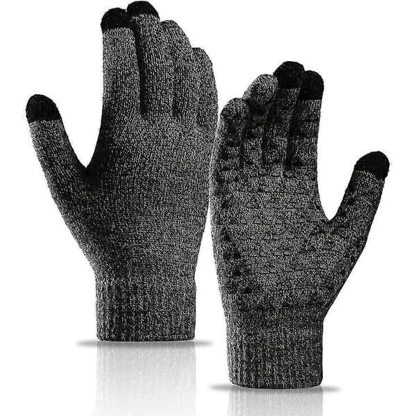 Herr Dam Unisex Stickhandskar, halkfria, pekskärm, termofleece Sherpa innerfoder handskar för vintern utomhussporter