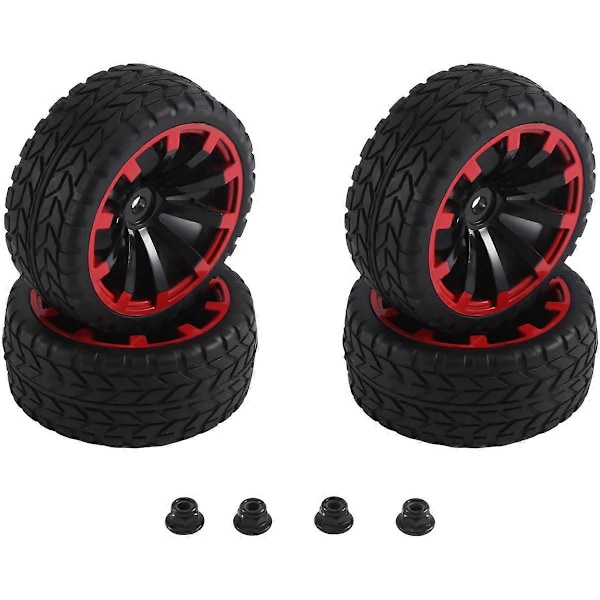 4 st 12 mm Hex Hjul Fälgar & OD 2.59 Tum Gummidäck, A