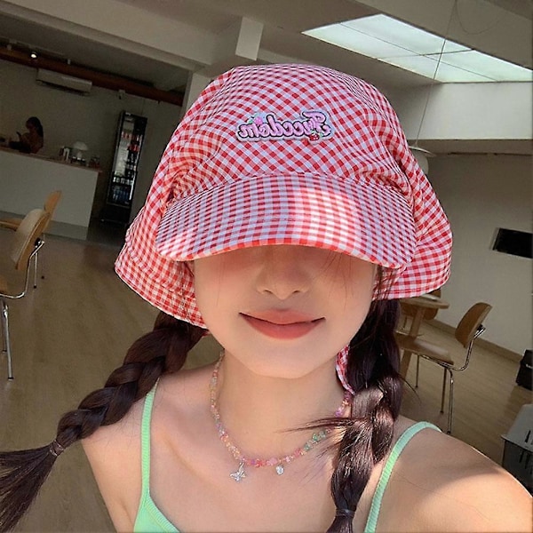UV Solskydd Rutig Turban Hatt Basebollkeps Solhatt Red