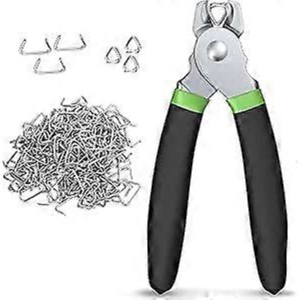 Lige Hog Ring Tang med 200 Galvaniserede Ringe: Ideel til Polstring & Mere