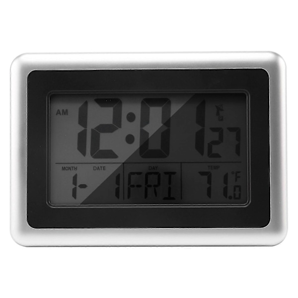 Atomisk Digital Väggklocka LCD-Display Utan Bakgrundsbelysning (Silver)