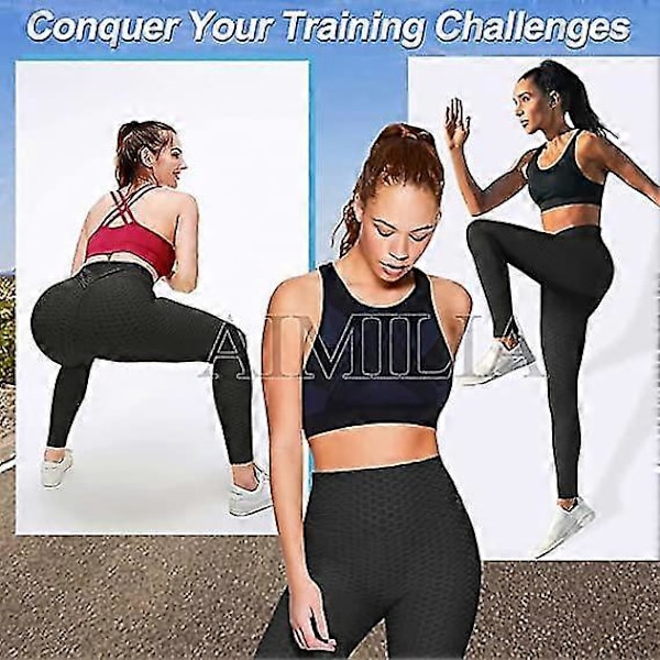 Buttlyftande Anti Cellulit Leggings för Kvinnor Högmidjade Yogabyxor Orange M