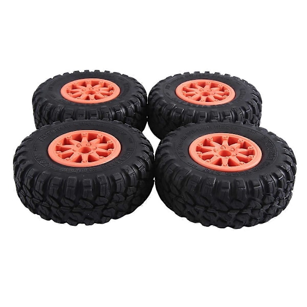 4 st 118X44mm 2.2 Tum Gummidäck & Beadlock Fälg i Plast för 1:10 RC Rock Crawler Axial SCX10 RR10 RC Bil, Orange