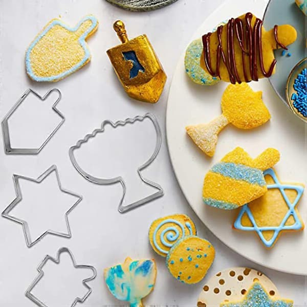 4 stk. Hanukkah Cookie Cutters i rustfrit stål Menorah Forme til kiks