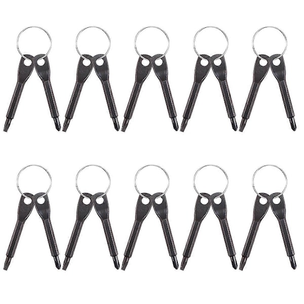 10-pack Portabel Skruvmejsel Verktyg Utomhus EDC Multifunktionsverktyg Platt- Skruvmejsel Skruvmejsel Nyckelring