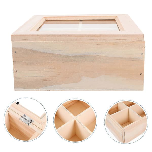 Opdelt te pose opbevaringsboks i træ, kaffe pose holder, te pose organizer med klart vindue
