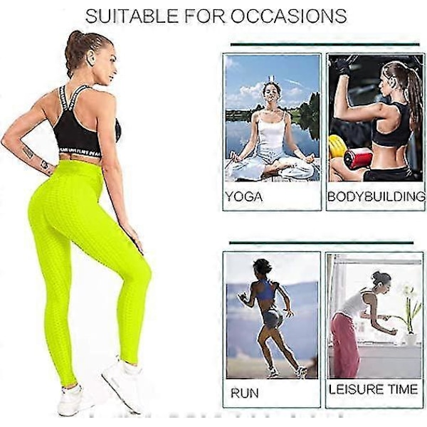 Buttlyftande Anti Cellulit Leggings för Kvinnor Högmidjade Yogabyxor Yellow XL