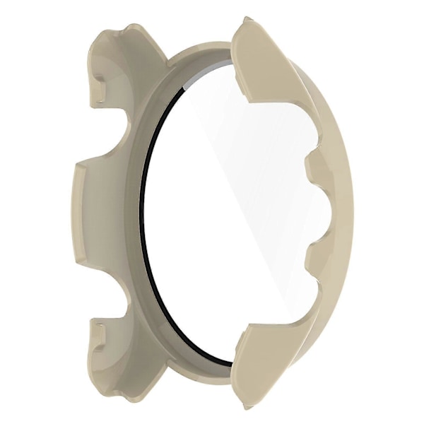 Hårt PC-skal med repskydd och fallskydd för Garmin Forerunner 255, skyddande klockfodral med skärmskydd i härdat glas Ivory White