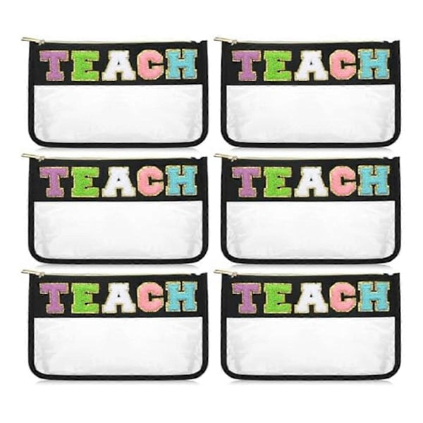 6 stk. Chenille Brevtaske Bulk Preppy Patch Makeup Taske