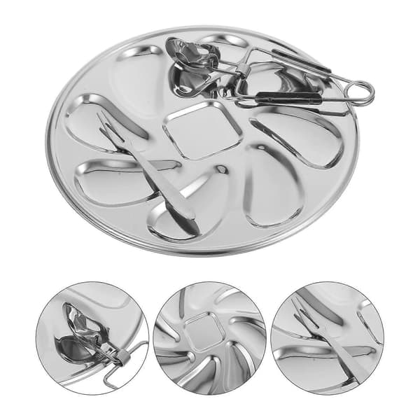 1 Set Ostronförvaringsbricka Rostfritt Stål Ostronfat Ostron Serveringsfat