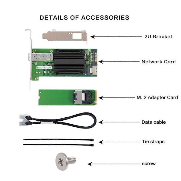 SFP+M.2 10G Til 82599 EN Chip Enkelt Port Ethernet Adapter