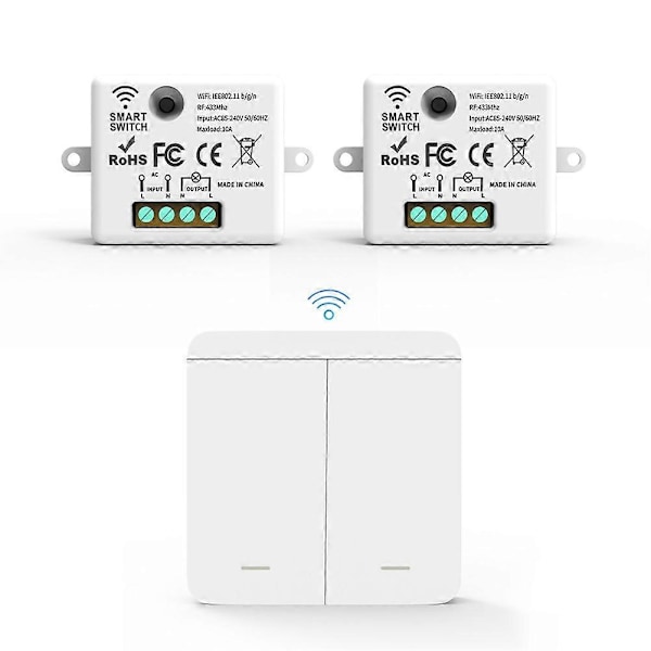 RF 433Mhz Relä Mottagare med 1x 2-vägs Panelbrytare