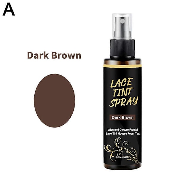 Spetstint Spray, Perukspetsspray Fungerar på Spetsförslutningar Peruker 100ml Dark Brown