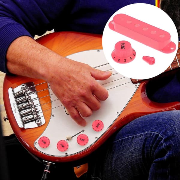 Strat Gitar Pickup Deksel Knotter Bryter Tips Sett for Stratocaster Erstatningstilbehørsett Mørk Rosa