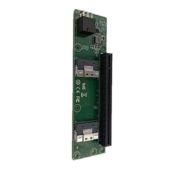 PCIe 5.0 X16 - MCIO 8i -sovitinkortti, 2-porttinen SFF8654 X8 - PCIe X16 -paikkainen nousukortti PCIe 5.0