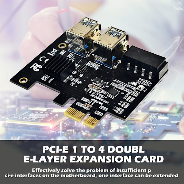 PCIe Riser-kort PCI-E 1X till 16X 1 till 4 USB 3.0 Riser för BTC Mining Molex 4 Pin 1 till 4 PCI-E Expres