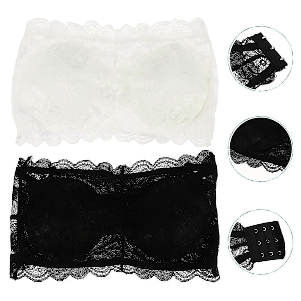 2 kpl Naisten Olkaimettomat Rintaliivit Toppi Camisole Putkitoppi Bandeau Toppi Langattomat Rintaliivit Naisten Pitsi Bandeau Rintaliivit