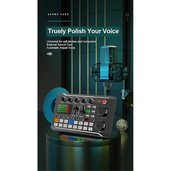 F998 Ljudkort och BM800 Mikrofon Kit Mic Ljudmixer Ljudkort Audio Mixing Console Förstärkare för Sång PC Telefon