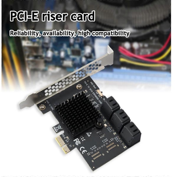 PCI-E SATA Expansionskort PCI-E X1/X4 till SATA3.0 6 Port Riser Adapter