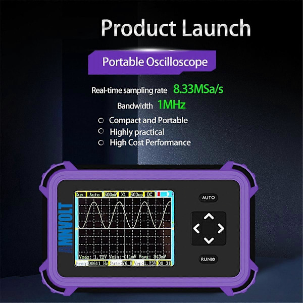 PDS833 Handhållen Digitalt Oscilloskop 2.8 tums Skärm 1Mhz Analog Bandbredd 8.33MSa/S 800VPP Digitalt Oscilloskop Kit