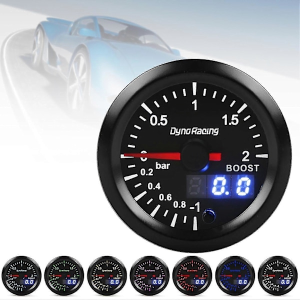 Turbo Boostmätare Dubbel Display 2 Bar Med Boost Sensor 52mm 2 Tum Turbo Tryckmätare För Bil-yvan
