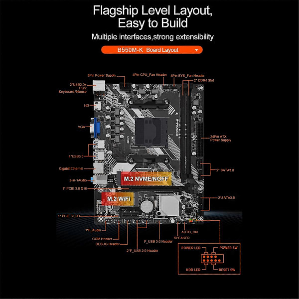 B550M-K Bundkort til AMD Socket AM4 CPU Computer Bundkort