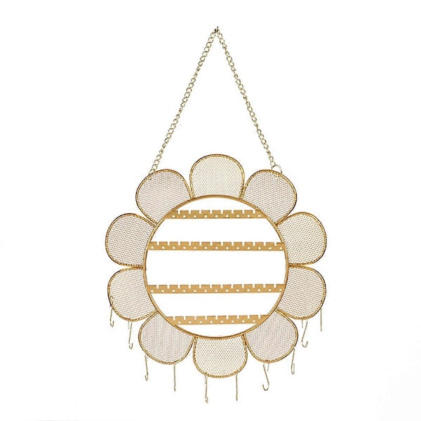Guld Enkel Grid Solros Smyckeshållare Halsband Armband Display