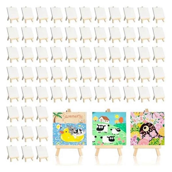 Mini Canvas med Staffli Set 64-pack, 4x4 Tum Konst Canvas Målningskit