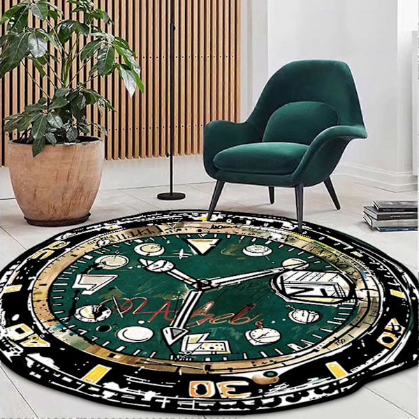 Retro Klockmatta med Halkfri Bas Rund Form Rikt Mönstertryck Snabb Vattenabsorberande Festlig Dekor Hotell Kök Sovrum Matta C 100cm