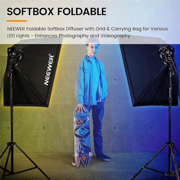 Vikbar Softbox Diffuser med Grid & Bärväska