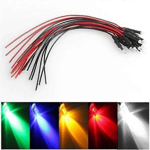 10 kpl 20 cm 3 mm / 5 mm LED-lamppukaapeli, esijohdotettu DC-valodiodi Red 3mm