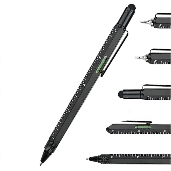Multiverktygspenna, med Stylus, Födelsedagspresenter till Pappa Make, Svart