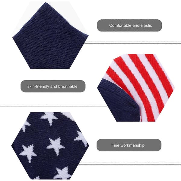 2 par bomuldsstrømper med amerikansk flagstribet design, modestrømper til mænd
