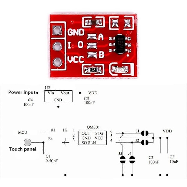 100 stk. TTP223 Touch Key Switch Module Kondensator Type Enkelt Kanal