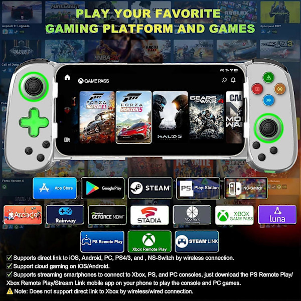 Trådlös spelkontroll för mobiltelefon Android iOS för PS4 Switch (Vit)