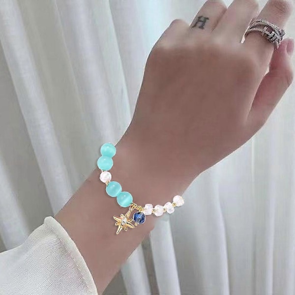 Armband för kvinnor, handgjorda pärlor, halvädelsten för kristallpärlarmband, 2 st - Stil 2
