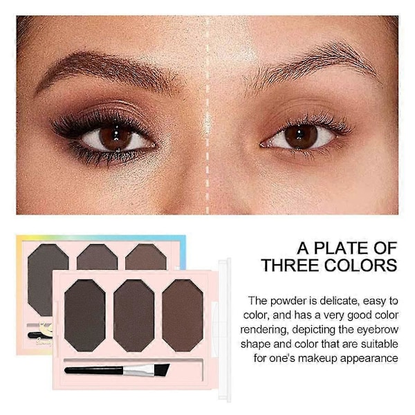 3 Farver Øjenbrynspudder Makeup Palette Vandtæt Nuance til Øjenbrynsforstærker A