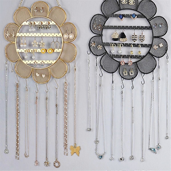 Guld Enkel Grid Solros Smyckeshållare Halsband Armband Display