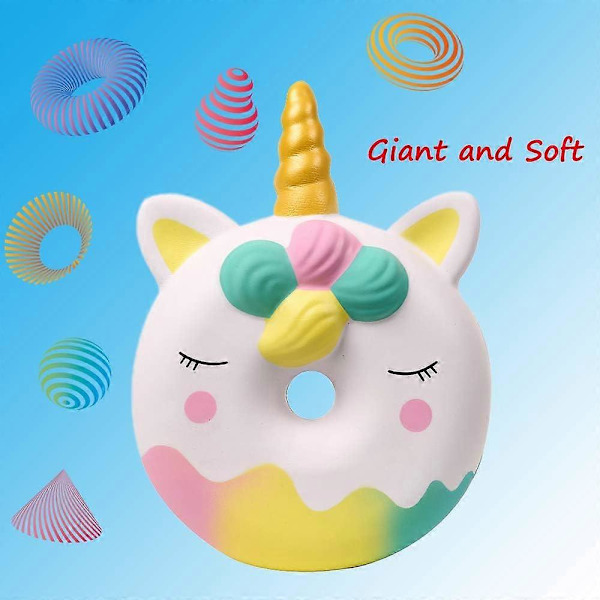 13 tum Squishies Jumbo Unicorn Donut Kawaii Mjuk Långsamt Stigande Doftande Jätte Munk Squishies Stress Relief Leksaker för Barn (Multifärgad)