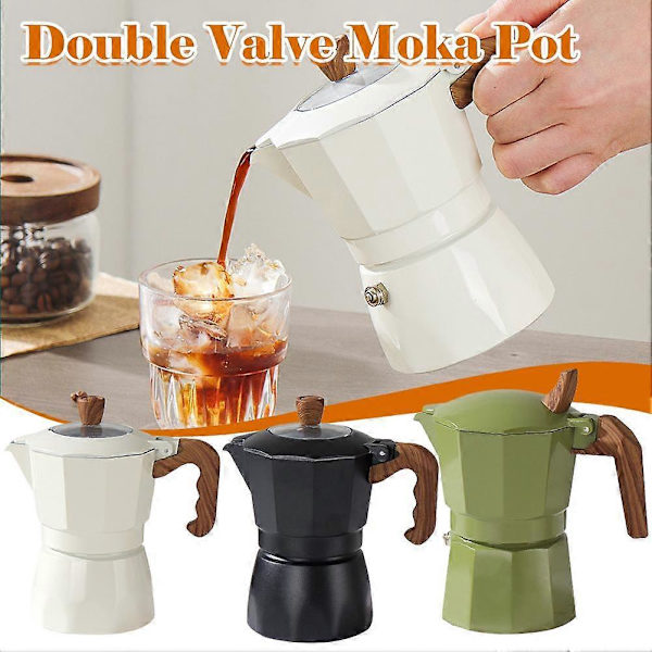 Mokabryggare med dubbelventil för espressoextraktion, retrostil, för utomhusbruk White 100ml B
