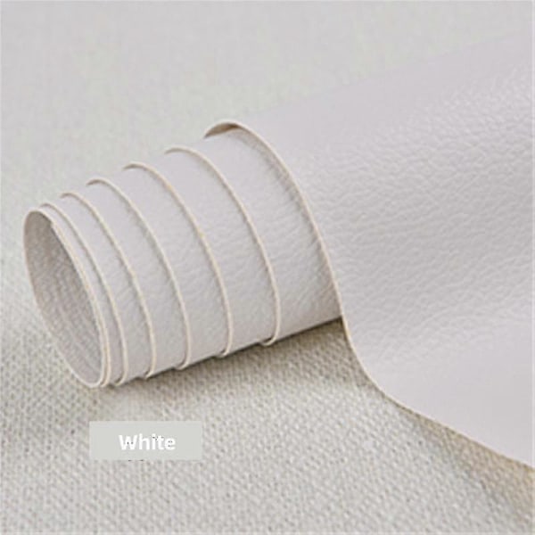 Självhäftande läder för soffreparation, möbelbordsstolsdekal, sitsväska, skoreparation White 50x137cm