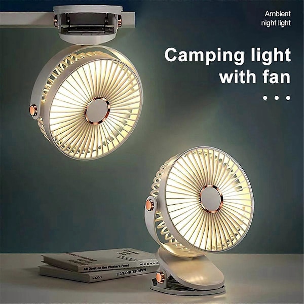 Bærbar LED Campingventilator med Natlys USB Hvid