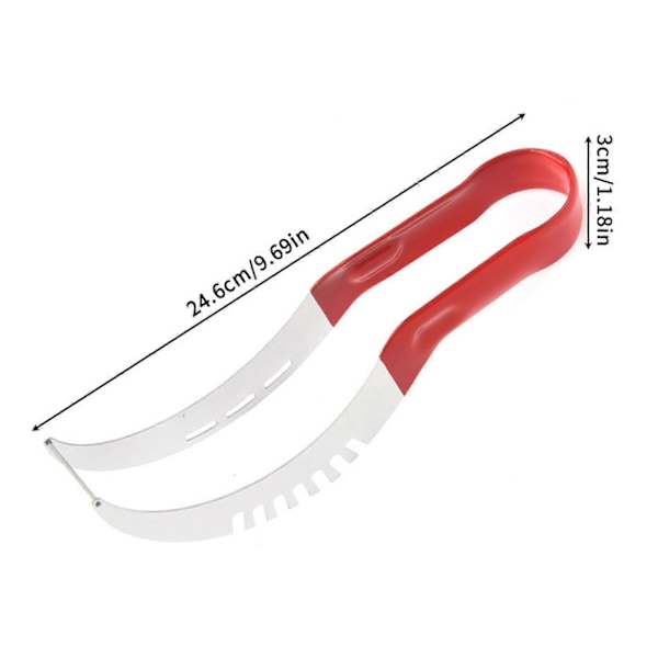 1/2 kpl Vesimelonileikkuri Ruostumattomasta teräksestä valmistettu terävä terä Hedelmäviipaloija Helppo puhdistaa Keittiöapulainen Cantaloupe- ja lohikäärmehedelmille Red 1pc