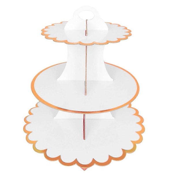 3-Vånings Cupcake Dessert Pappersställ Display Rack Födelsedag Bröllop Festtillbehör White Lace Edge