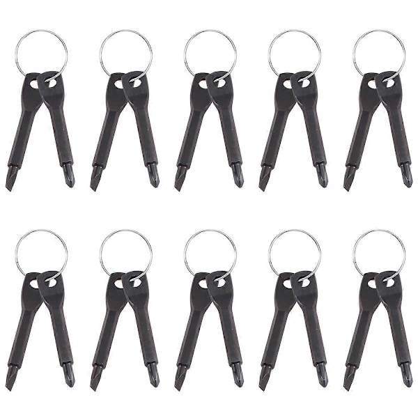 10-pack Portabel Skruvmejsel Verktyg Utomhus EDC Multifunktionsverktyg Platt- Skruvmejsel Skruvmejsel Nyckelring