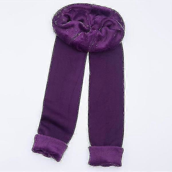 Fash Tjocka Varma Sömlöst Integrerade Inverterade Kashmir Leggings Varma Byxor Purple L