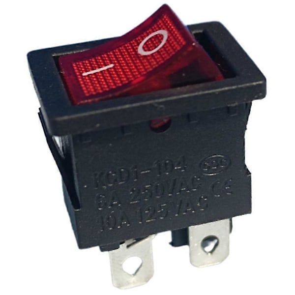 30 st KCD1 Båtvippströmbrytare 6A/250V 10A/125V AC med rött ljus Strömbrytare 4Pin på Av